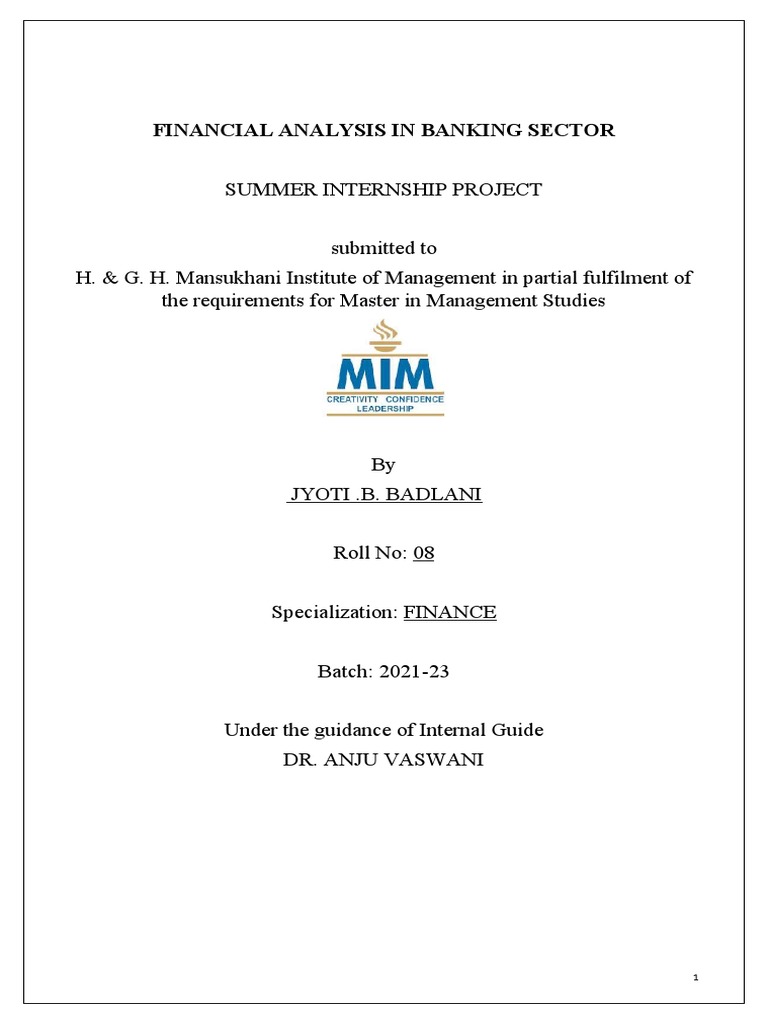Banking Sector Financial Analysis Report | PDF | Methodology | Cognition