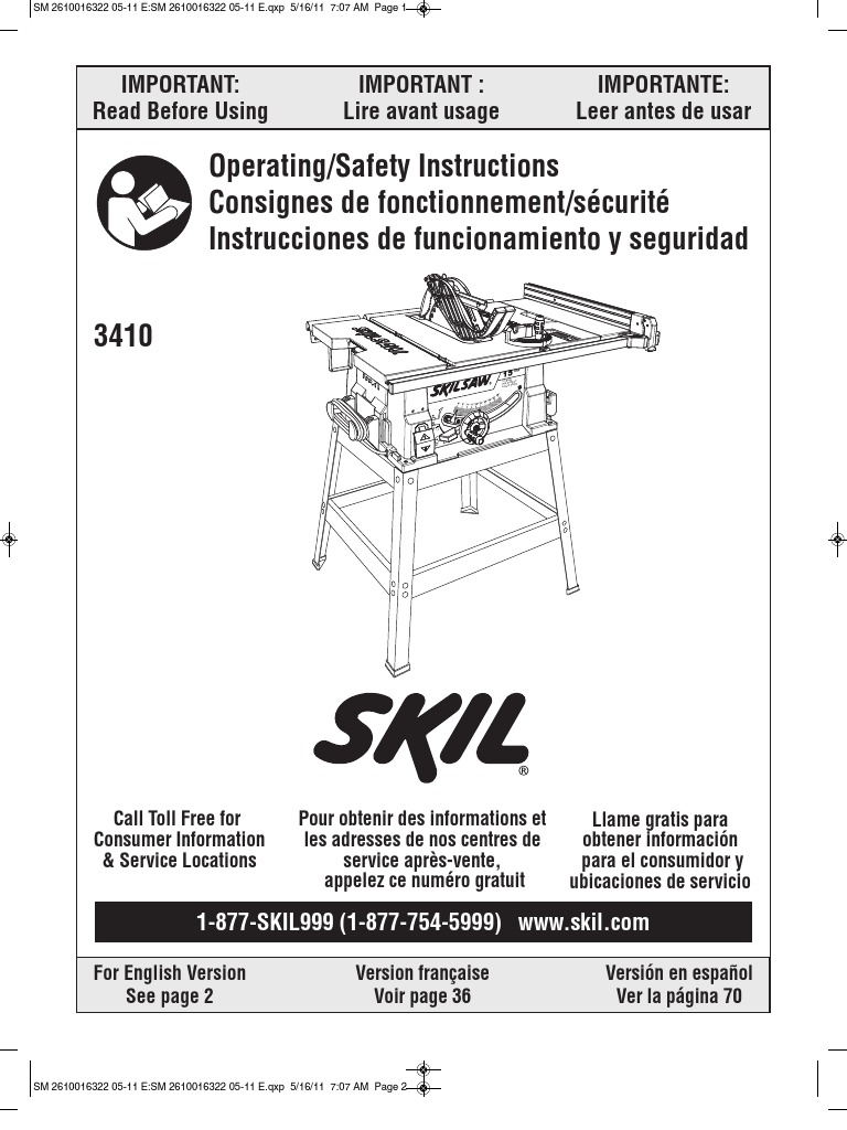 Skil Table Saw Owners Manual Ac Power Plugs And Sockets Knife