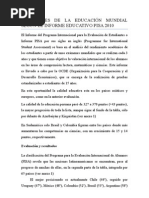 REALIDADES DE LA EDUCACIÓN  PERUANA, SEGÚN EL INFORME EDUCATIVO PISA 2010
