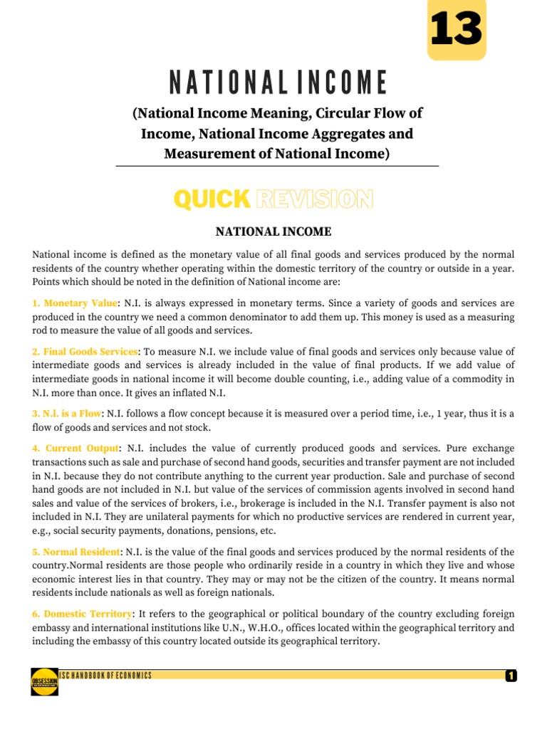 National Income 12 ISC | PDF | Measures Of National Income And Output ...