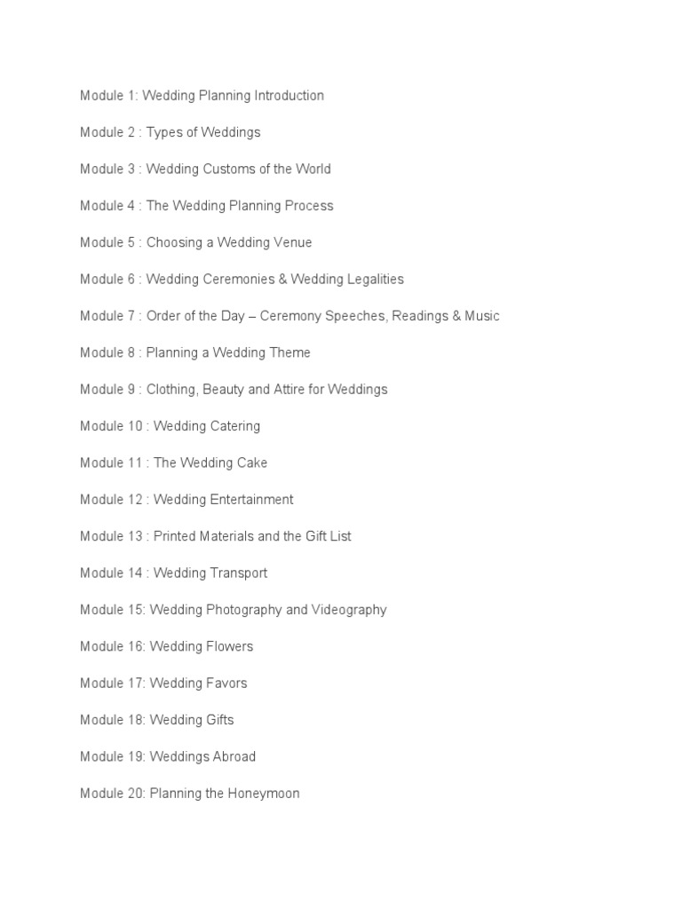 Wedding Planning Outline | PDF