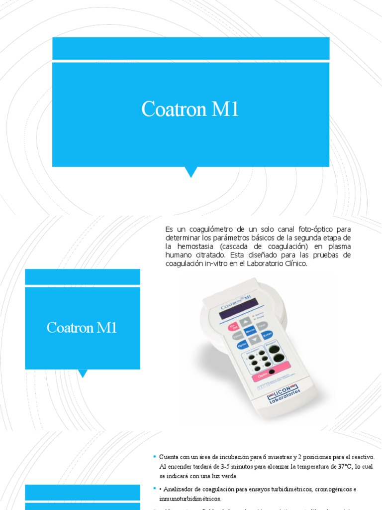 Manual de usuario Coatron M1 Coagulómetro | PDF | Coagulación | Hemostasia