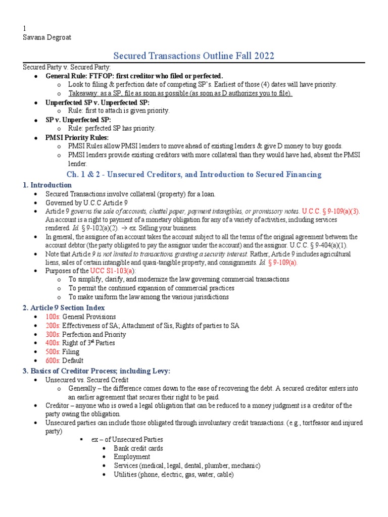 Secured Transactions Guide | PDF | Security Interest | Uniform ...