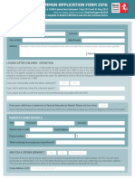 Example of Kent Primary School Admission Application Form