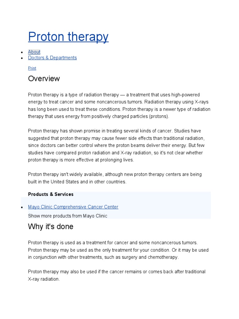 Proton Therapy | PDF | Radiation Therapy | Cancer