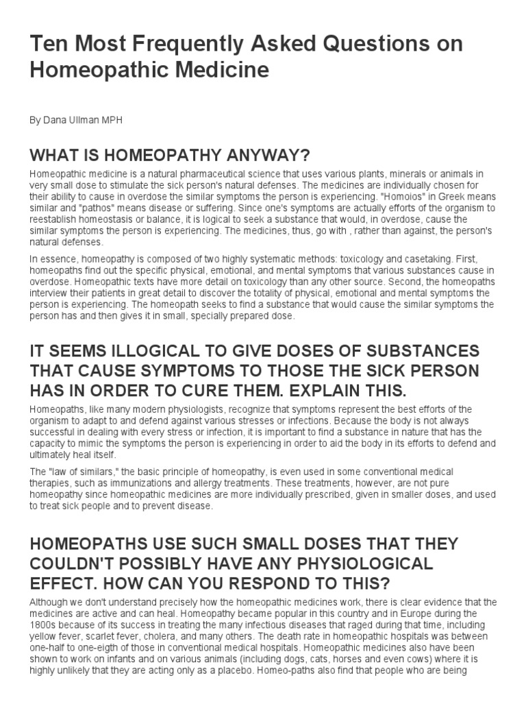 Ten most frequently asked questions on homeopathic medicine pdf