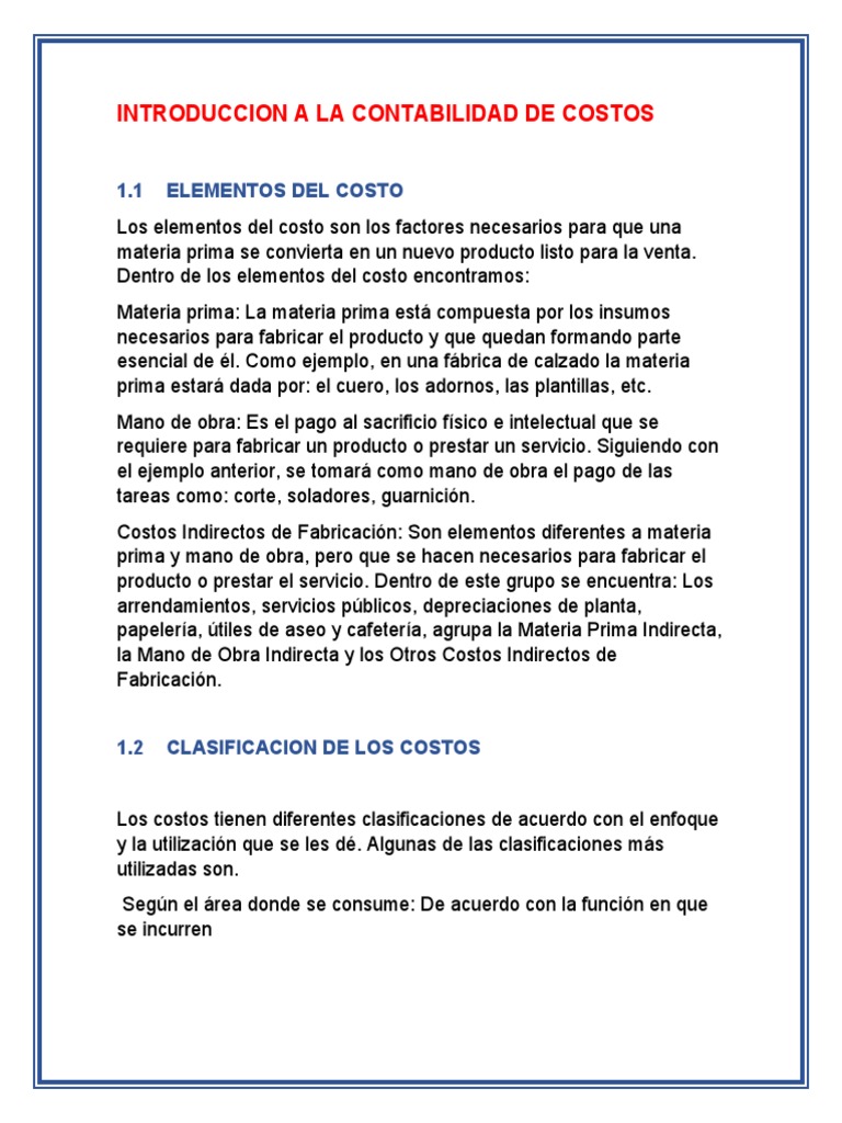 Introduccion A La Contabilidad de Costos | PDF | Costo | Presupuesto
