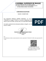 Certificado de Estudio, Darwin Santiago Palacios