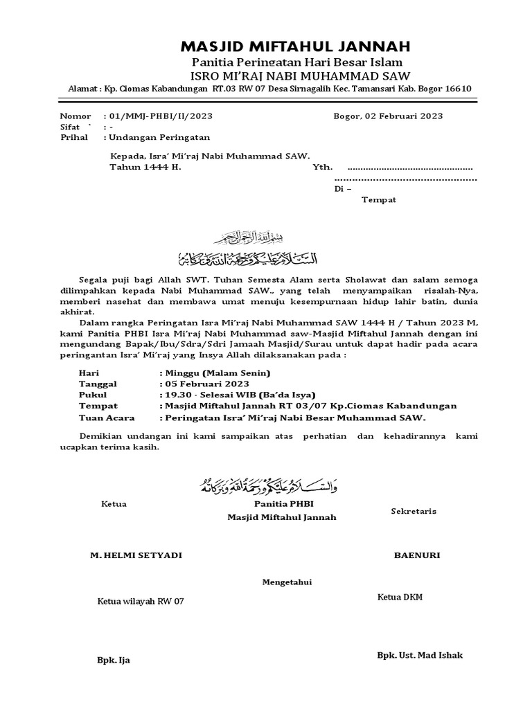 PHBI Undangan - Isra - Miraj | PDF