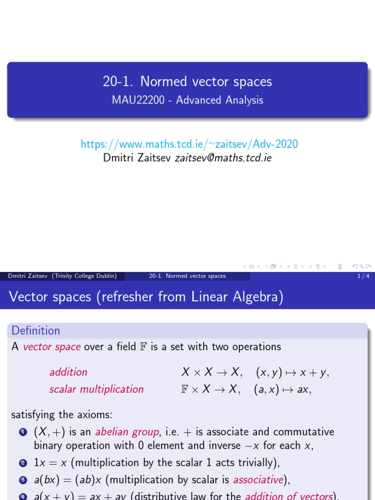 Normed Vector Spaces Explained | PDF | Vector Space | Scalar (Mathematics)