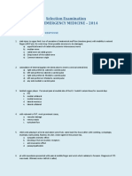 Selection Examination MD - Emergency Medicine - 2014: Part 1 - Single Best Response