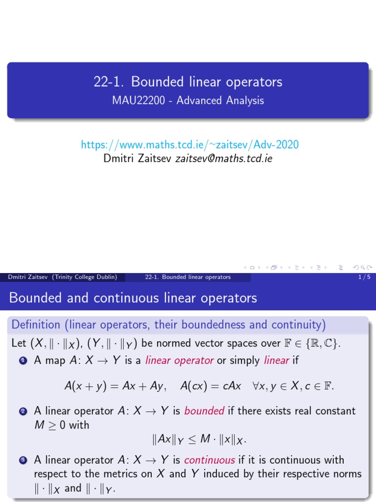 22 1 Bounded Linear Operators PDF Linear Map Applied Mathematics