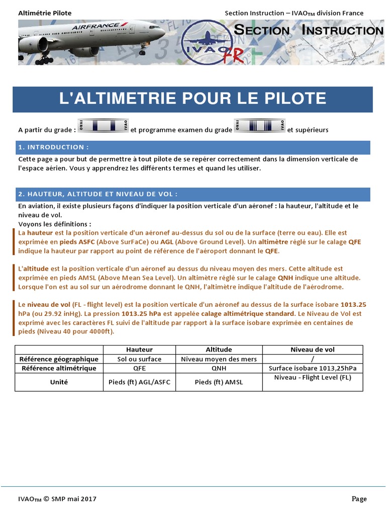 Base Alt1 | PDF | Altitudes et vitesses (aéronautique) | Aéronautiques