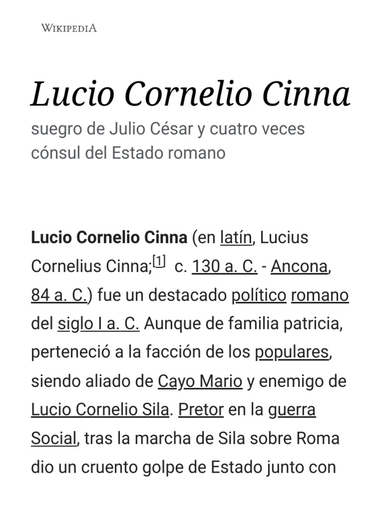 Lucio Cornelio Cinna Wikipedia, La Enciclopedia Libre PDF