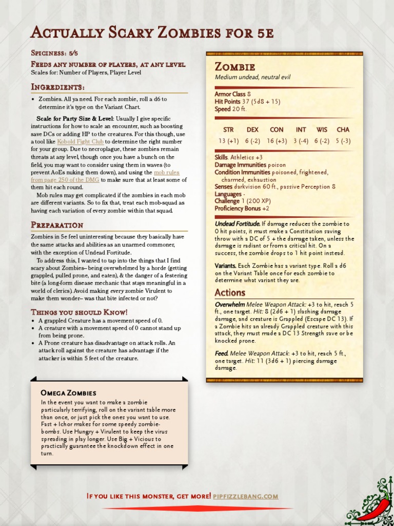 Actually Scary Zombies For 5e - GM Binder | PDF | Zombies