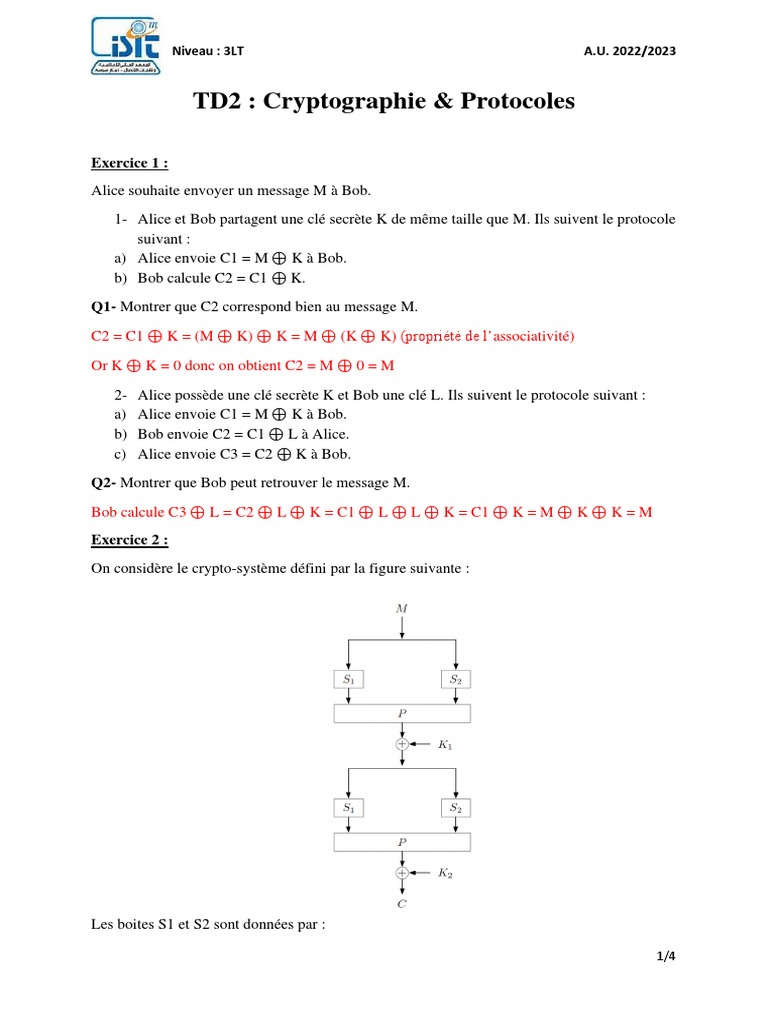 Cryptographie : Protocoles et Exercices | PDF | Secret | Confidentialité