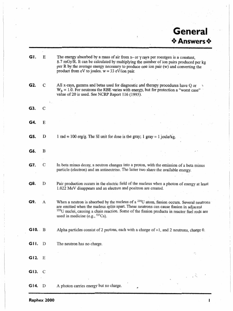 Raphex 2000 Exam Answers | PDF