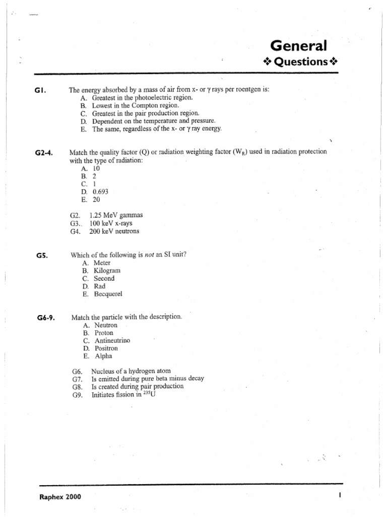 Raphex 2000 Exam Questions | PDF