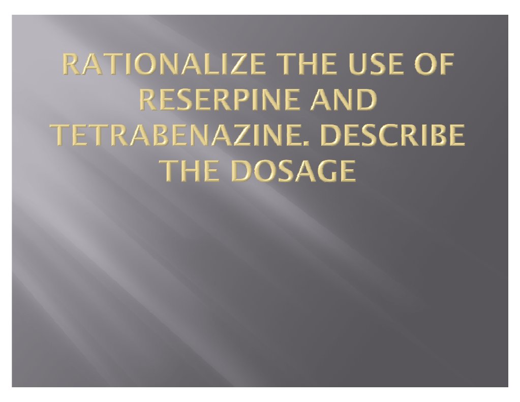 Uses and Mechanism of Reserpine | PDF