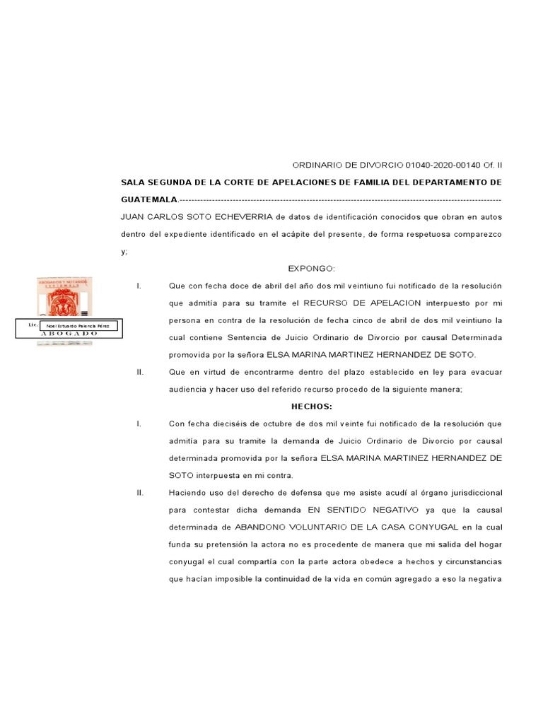 Exposicion de Agravios Apelación | PDF | Pensión alimenticia | Apelación
