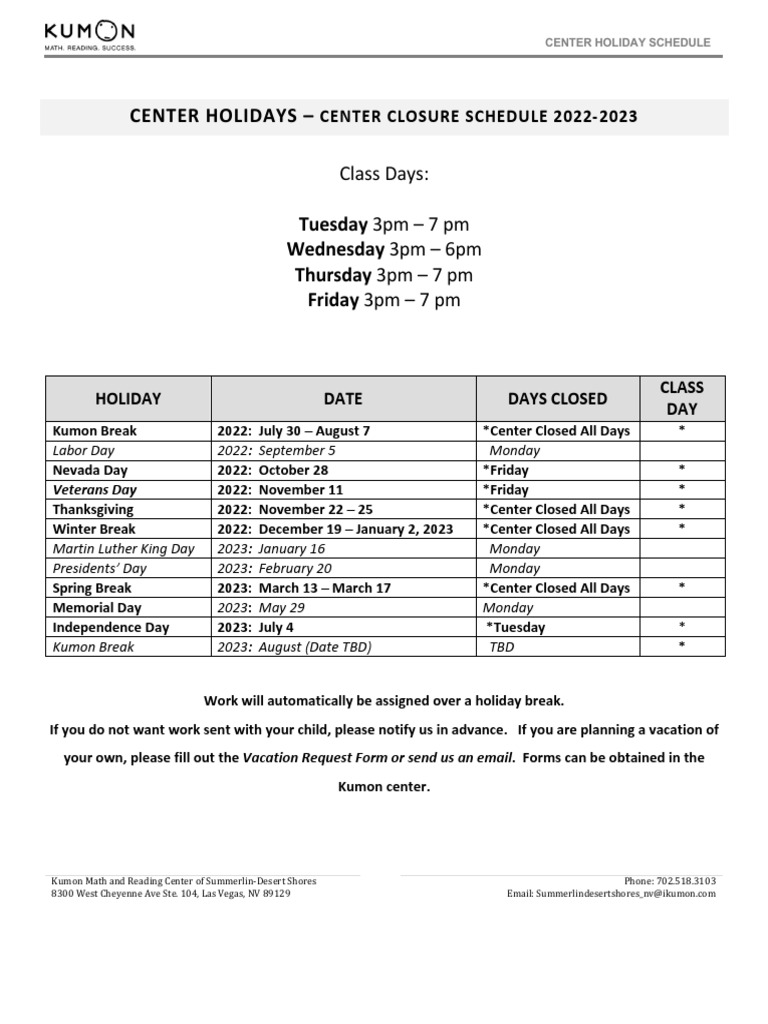 Holiday Schedule 20222023 PDF Festival Holidays