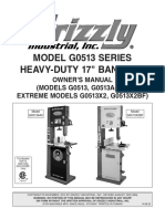 Model G0513 Series Heavy-Duty 17" Bandsaw: Owner'S Manual (MODELS G0513, G0513A40 & EXTREME MODELS G0513X2, G0513X2BF)