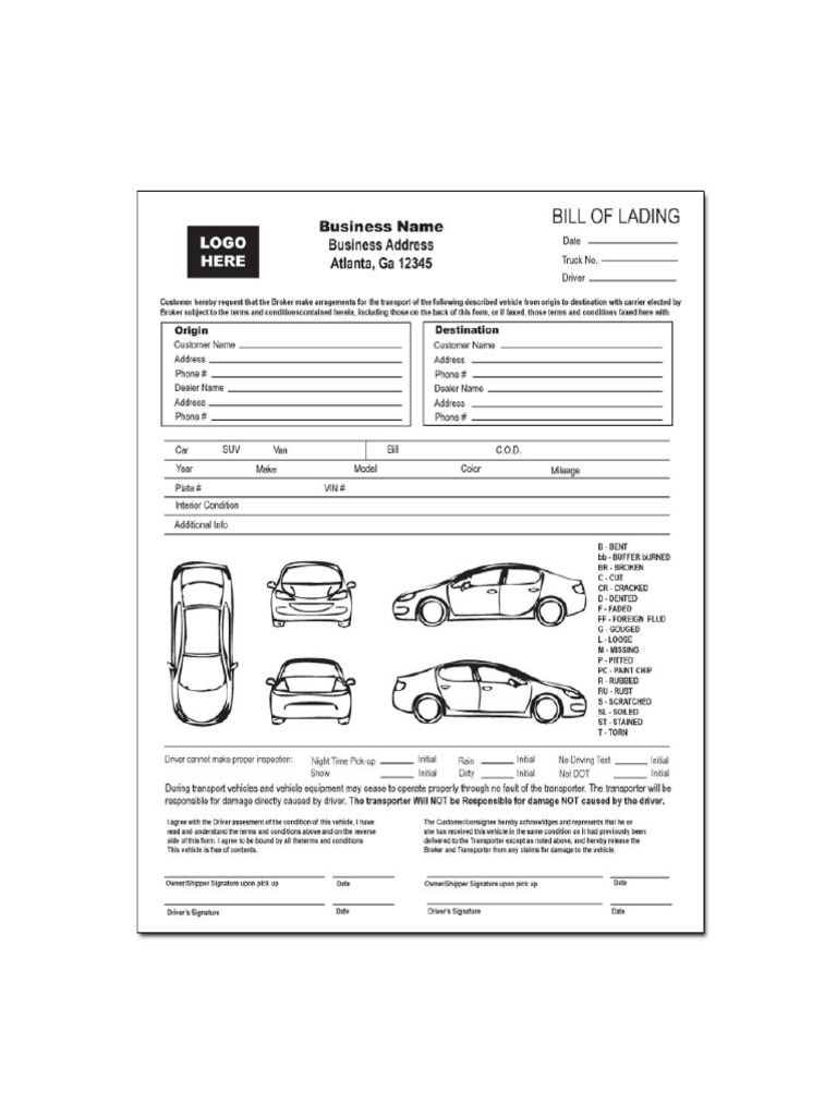 House Bill of Lading Sample | PDF
