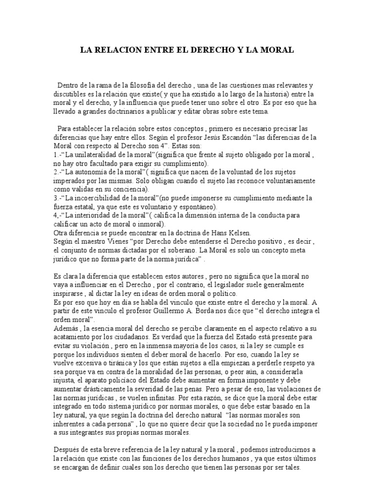 La Relacion Entre El Derecho y La Moral | PDF | Moralidad | La Ley natural