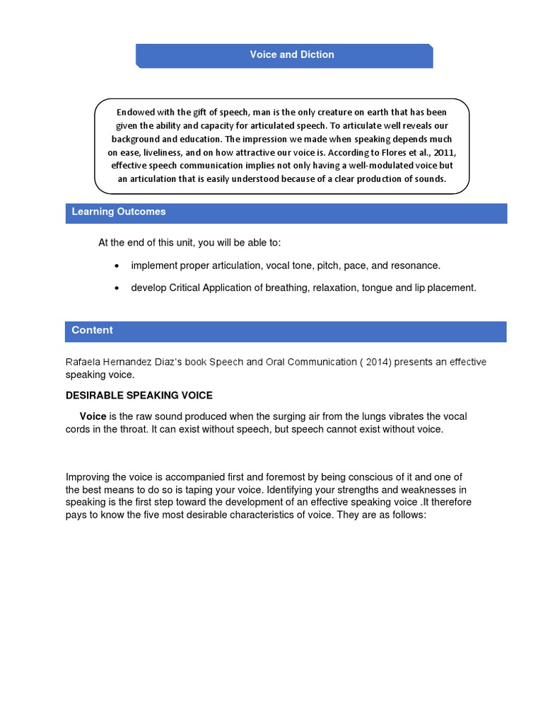 Voice and Diction | Download Free PDF | Human Voice | Vocal Pedagogy