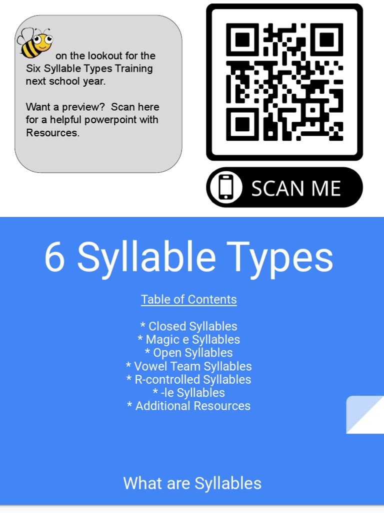 6 Syllable Types | PDF