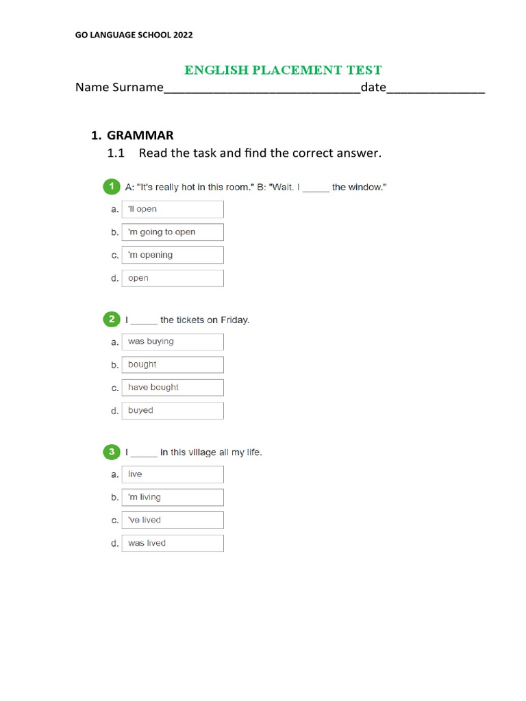 B1 English Placement Test 2022 | PDF | Telephone | Smartphone