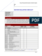 Planning Risk Evaluation Checklist