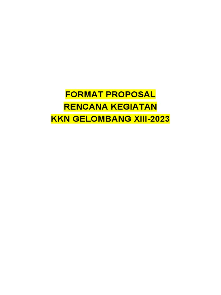 Proposal Kegiatan KKN 2023 UNIBA | PDF