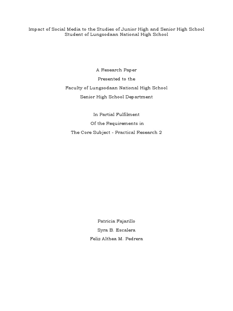 Social Media's Impact on Lungsodaan Students | PDF | Survey Methodology ...