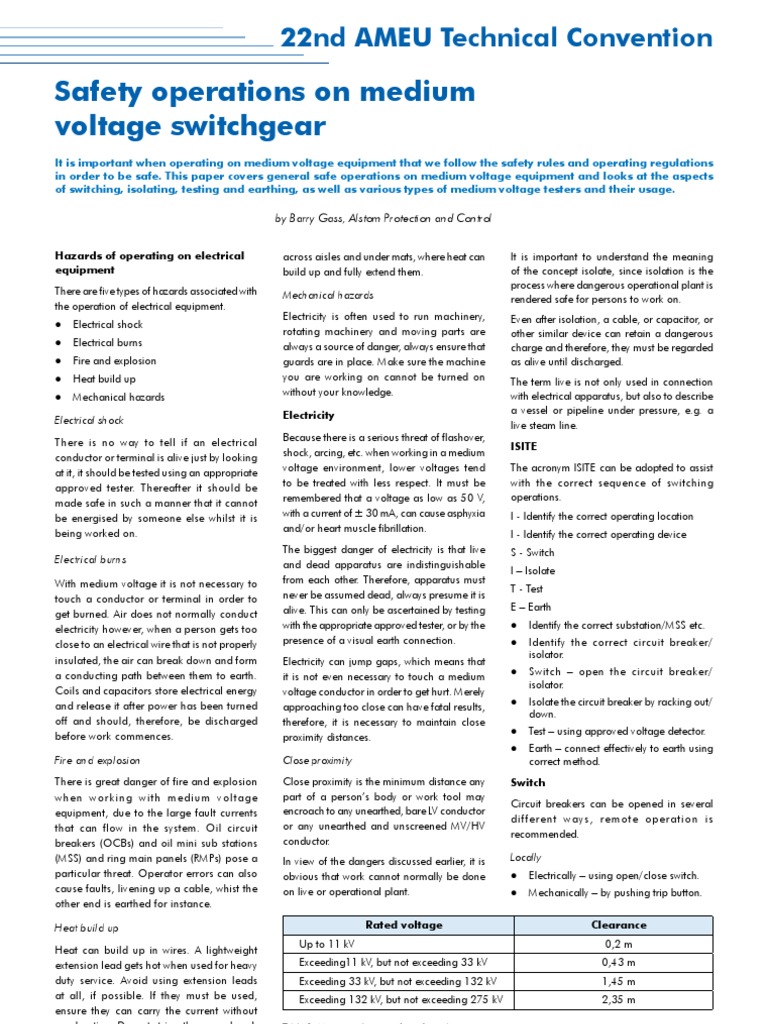 Safety Operations for Medium Voltage Switchgear | PDF | Mains ...