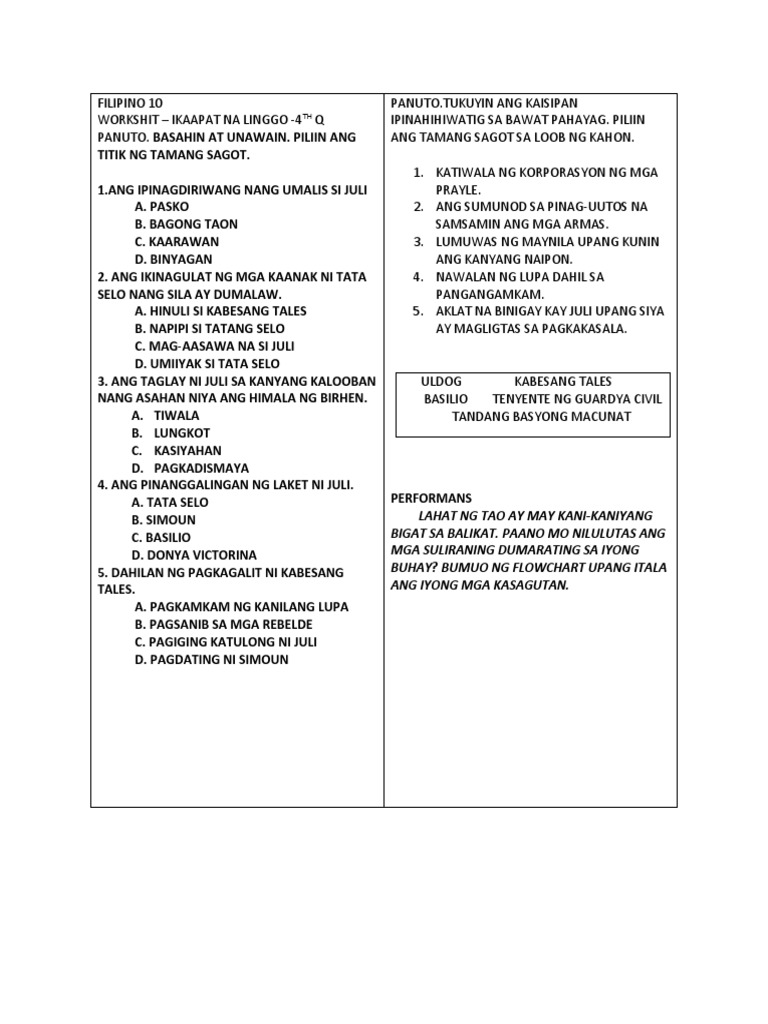 WORKSHIT-4-WEEEKS-Q-4 | PDF