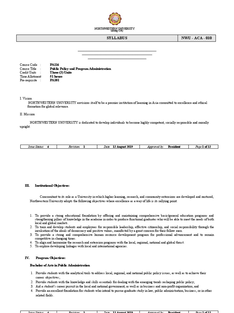 Public Policy Syllabus Overview | PDF