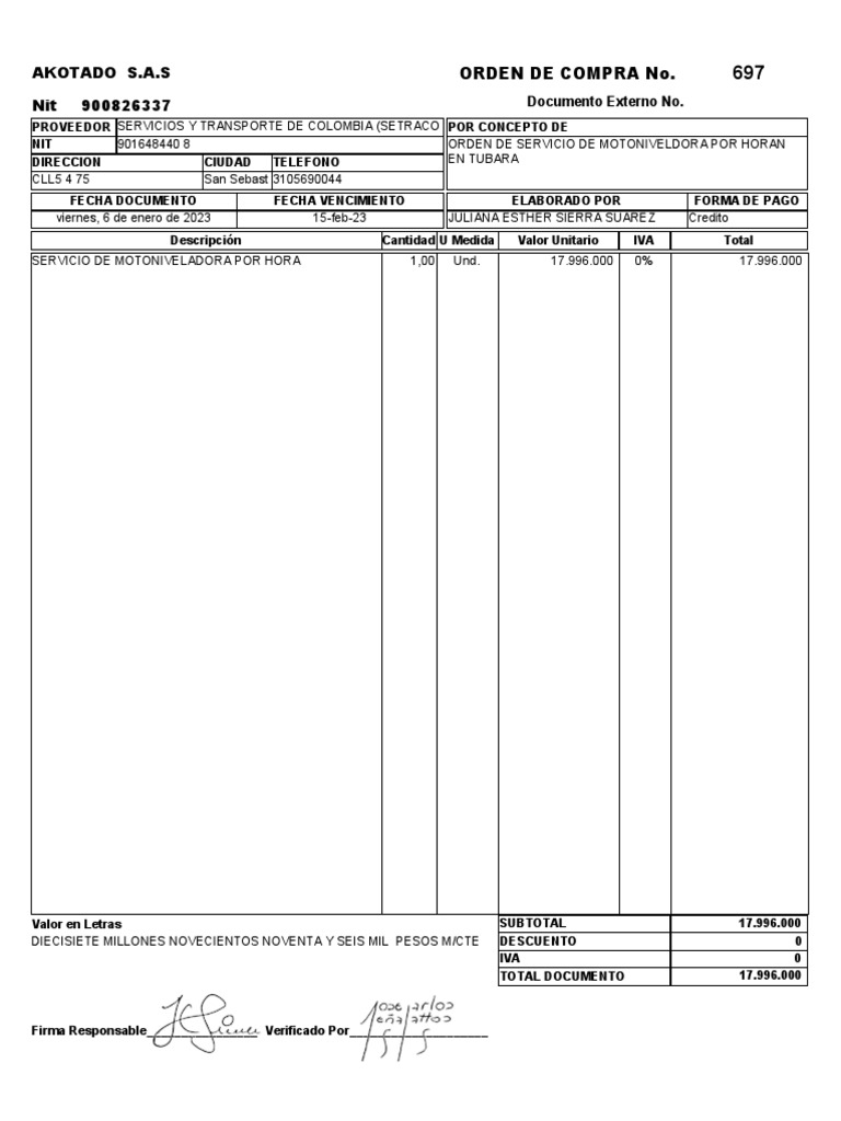 Orden de Compra de Servicios | PDF | Finanzas y dinero
