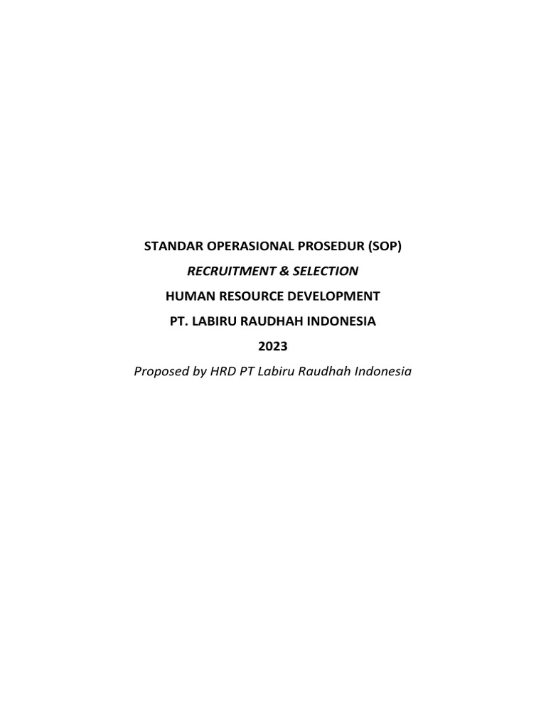 SOP (Rekrutment & Selection) | PDF | Karier & Perkembangan | Bisnis