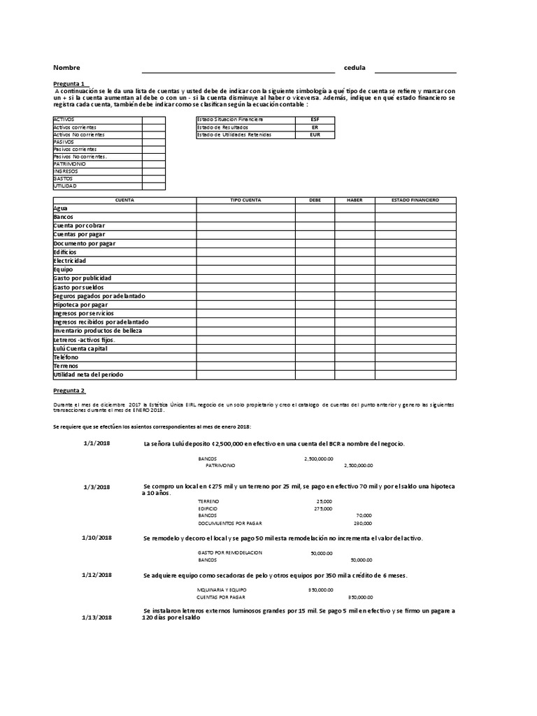 Asientos Contables y Estados Financieros 2018 | PDF | Contabilidad ...