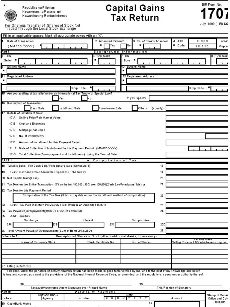 Capital Gains Tax Return Capital Gains Tax Taxes