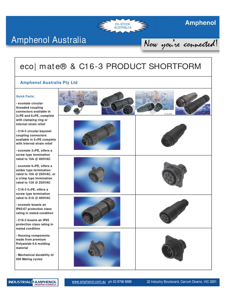 Amphenol Ecomate Shortform V1 | PDF | Electrical Connector | Building ...