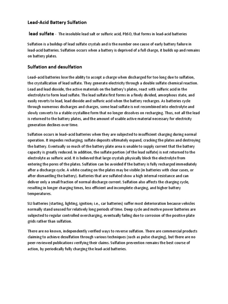 LeadAcid Battery Sulfation PDF Rechargeable Battery Battery Charger