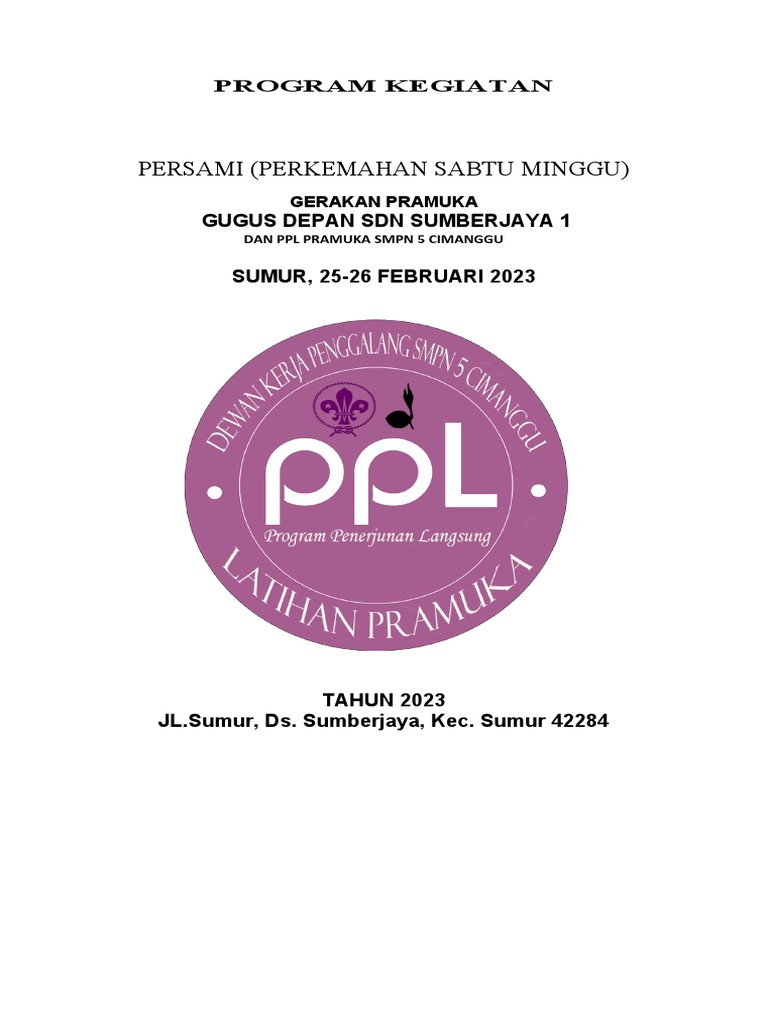 Program Kegiatan Persami Pramuka 2023 | PDF