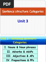 UNIT 3, Sentence Structure - Categories - Handout