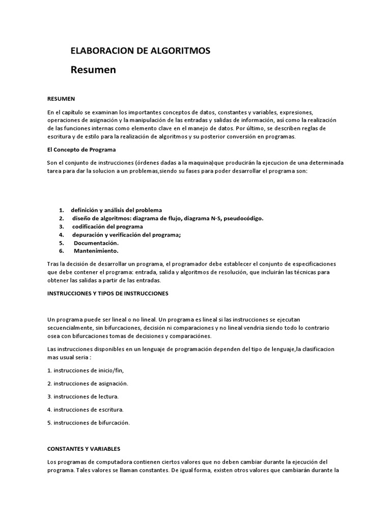 Fundamentos de Algoritmos | PDF | Algoritmos | Programa de computadora