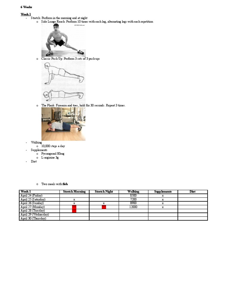 6 Weeks Week 1 | PDF | Wellness