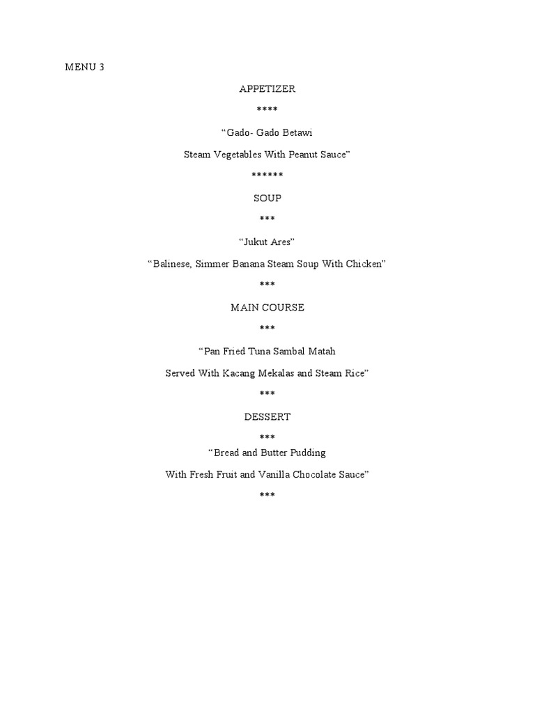 Menu 2 | PDF | Foods | Cuisine