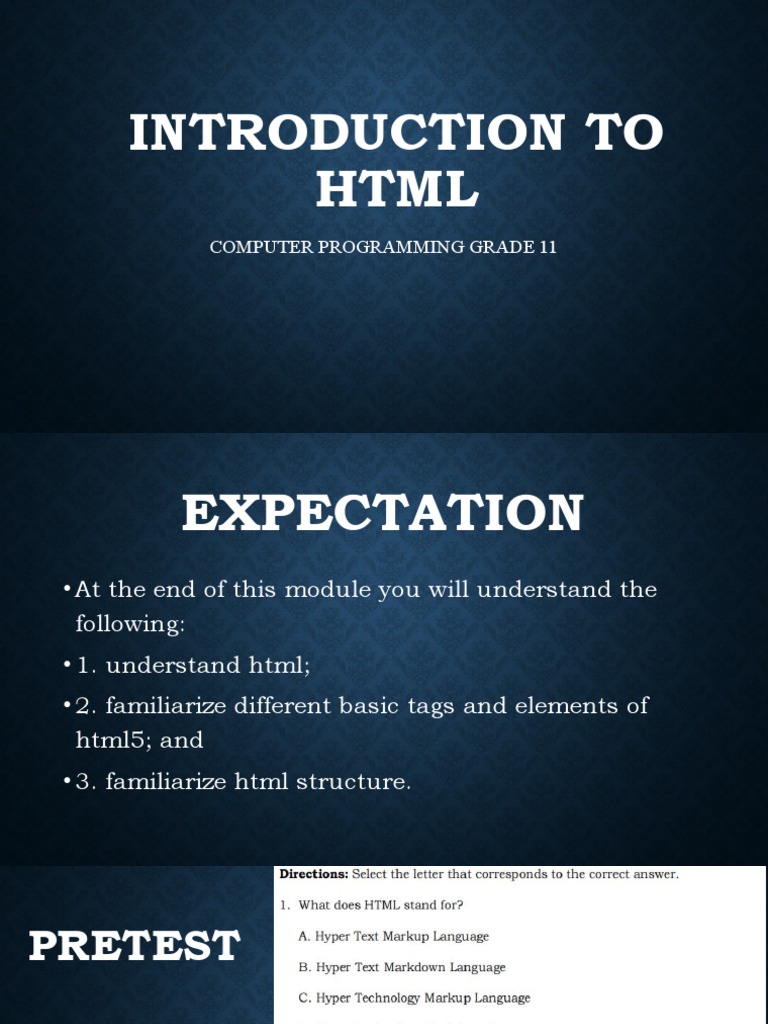 Computer Programming Grade 11 Introduction To HTML | PDF | Html | Html ...