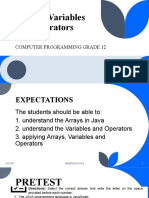 COMPUTER PROGRAMMING GR 12 Arrays, Variables and Operators